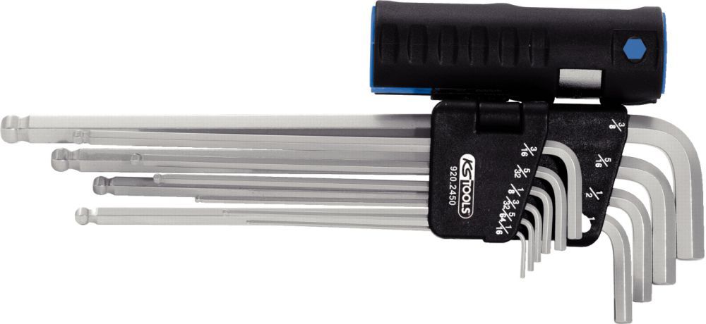 Produktbild KS Tools 3 in 1 Innensechskant Winkelstiftschlüssel Satz XL Kugelkopf Zoll 10 Teile