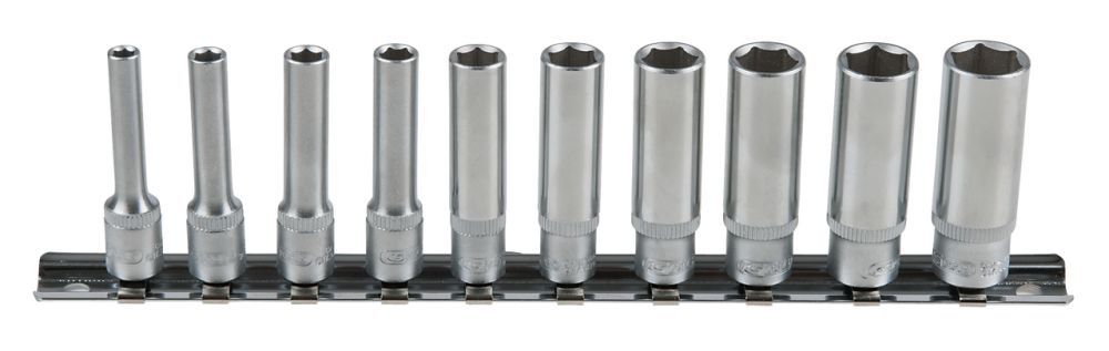 Produktbild KS Tools 1/4" CLASSIC Sechskant Stecknuss Satz lang 10 Teile 4 bis 13mm