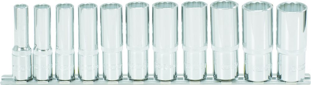 Produktbild KS Tools 3/8" CHROMEplus 12 kant Stecknuss Satz lang 8 bis 19mm 11 Teile