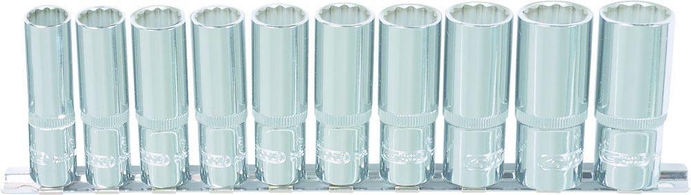 Produktbild KS Tools 1/4" CHROMEplus 12 kant Stecknuss Satz lang 10 Teile 4 bis 13mm