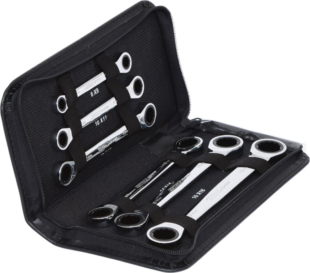 Produktbild KS Tools GEAR plus Doppel Ratschenringschlüssel Satz 6 teilig Lederetui bild 4