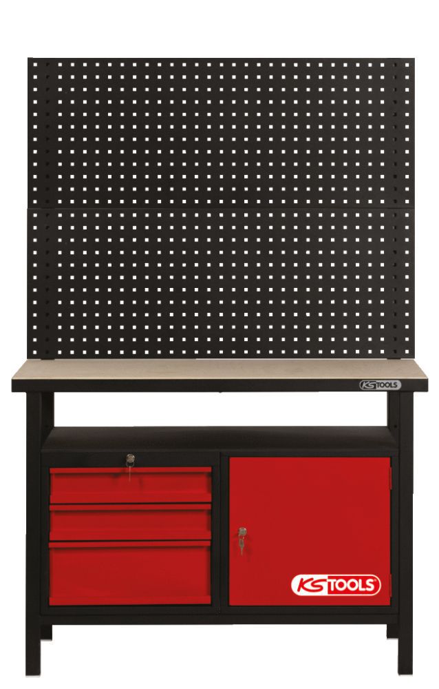 Produktbild KS TOOLS Werkbank mit 3 Schubladen und 1 Tür H840xB1200xT600mm bild 2