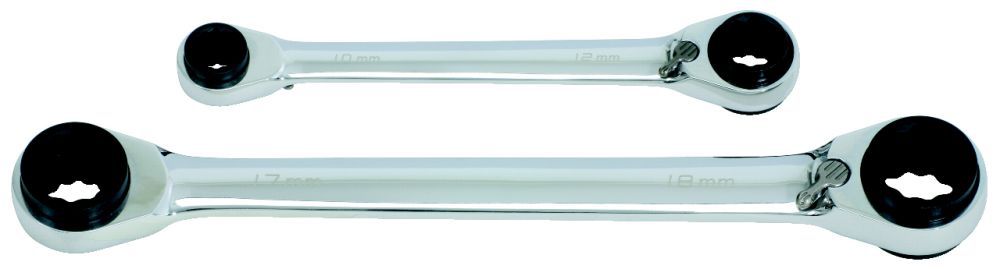 Produktbild KS Tools 4 in 1 GEARplus umschaltbar Doppel Ratschenringschlüssel Satz 2 teilig 8-19mm