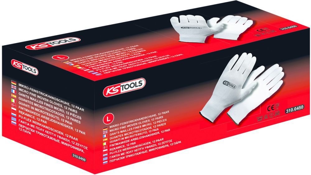 Produktbild KS Tools Mikro-Feinstrickhandschuhe-weiß, 9, 12 Paar bild 4
