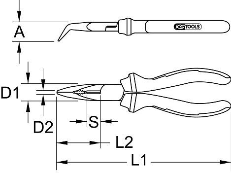 Produktbild KS TOOLS ERGOTORQUE VDE Flachrundzange 165mm, gebogen bild 2