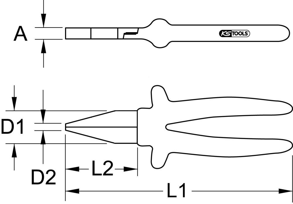Produktbild KS TOOLS 1000V Flachzange 160mm mit kurzen Backen bild 2