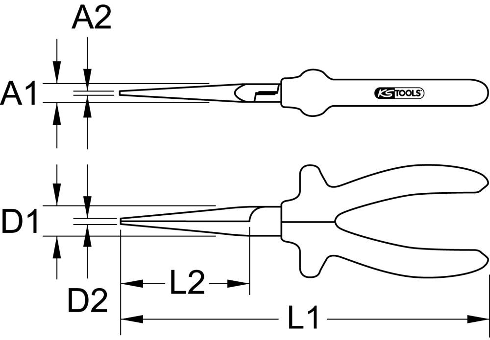 Produktbild KS Tools 1000V Langbeck-Flachzange, 160mm bild 2