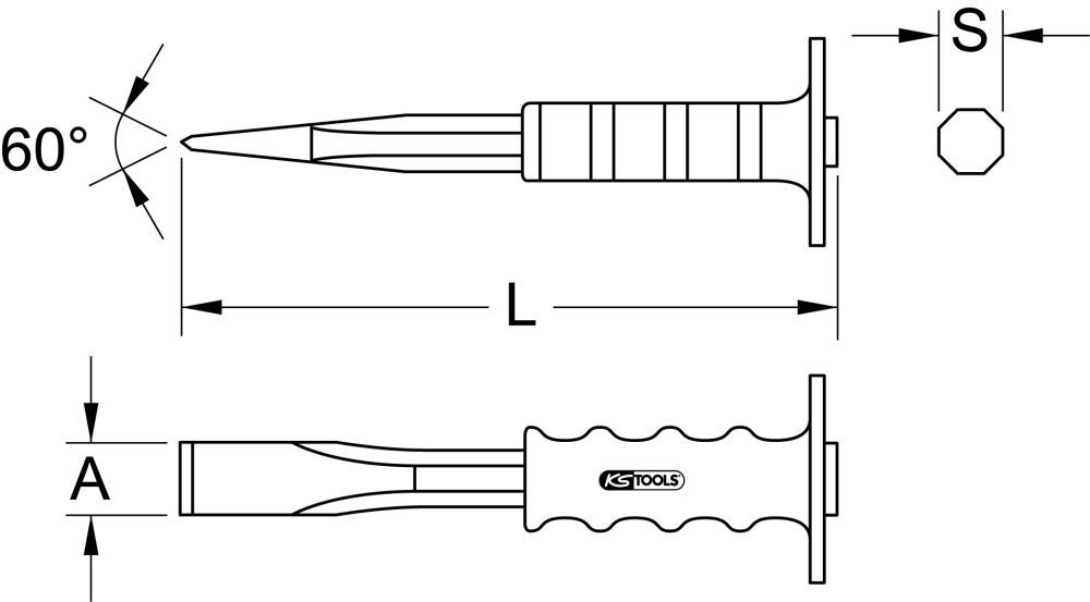 Produktbild KS Tools Maurermeißel mit Handschutzgriff 8-kant 400 mm bild 2