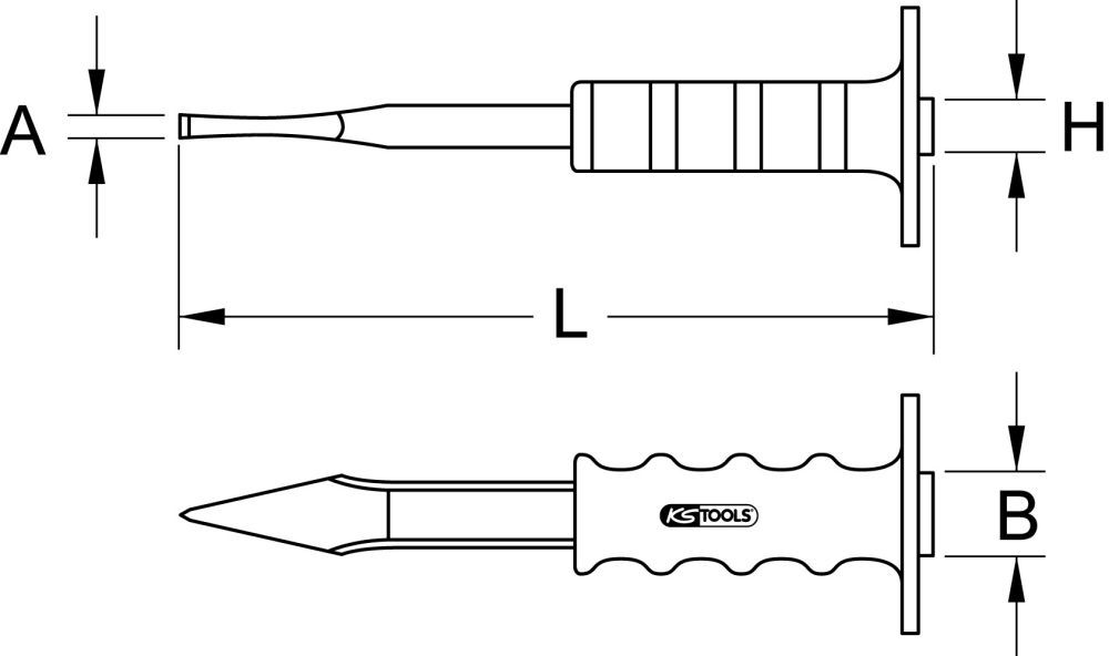 Produktbild KS Tools Kreuzmeißel mit Handschutzgriff flach oval 300 mm bild 2