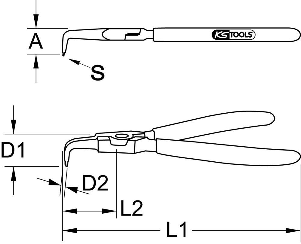 Produktbild KS Tools Seegeringzange für Außensicherungsringe abgewinkelt 130mm bild 2