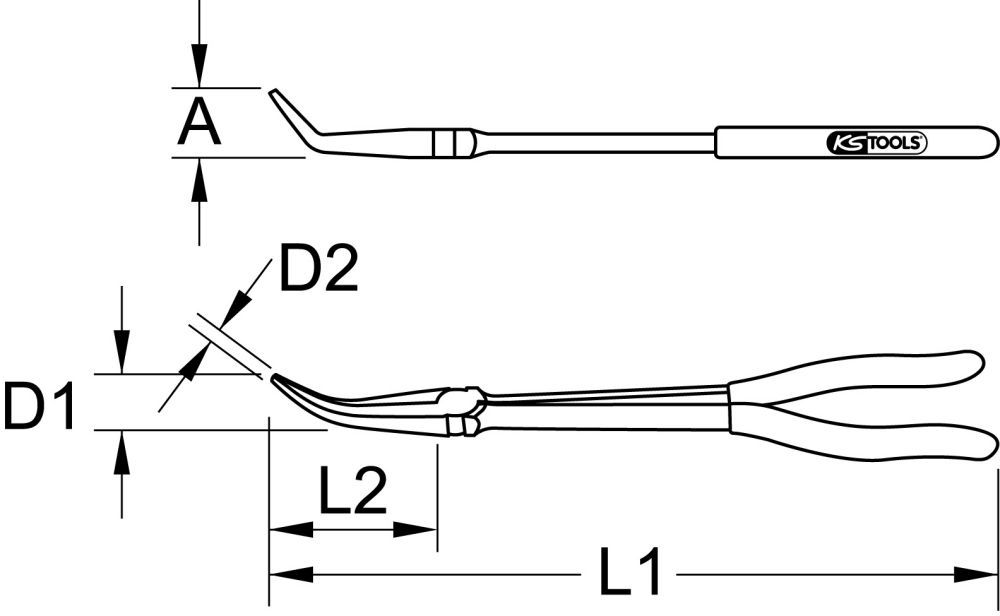 Produktbild KS Tools Flachrundzange 45 Grad gebogen XL 270mm bild 2