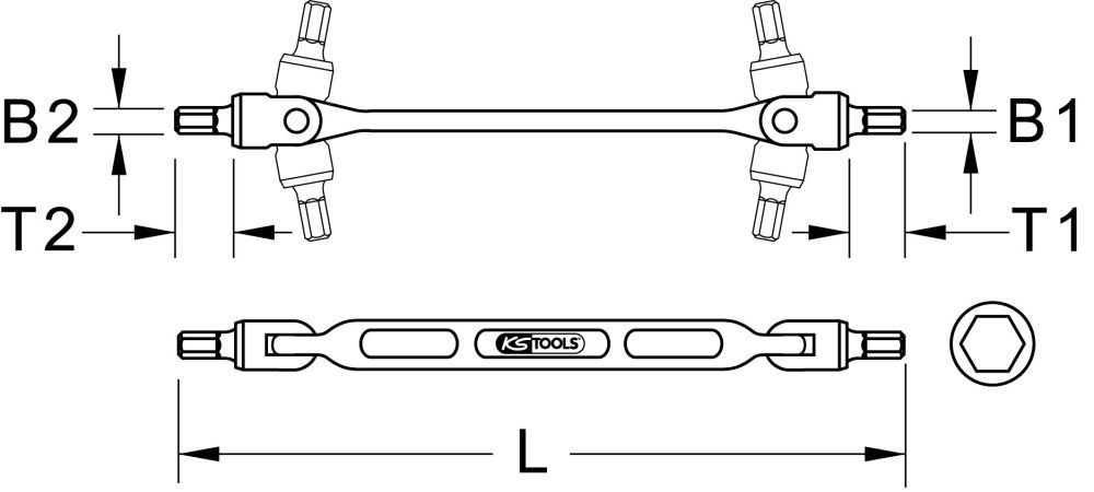 Produktbild KS Tools CLASSIC Innensechskant Doppel Gelenkschlüssel 8 x 10mm bild 3