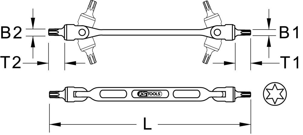 Produktbild KS Tools CLASSIC Torx Doppel Gelenkschlüssel T55 x T60 bild 3