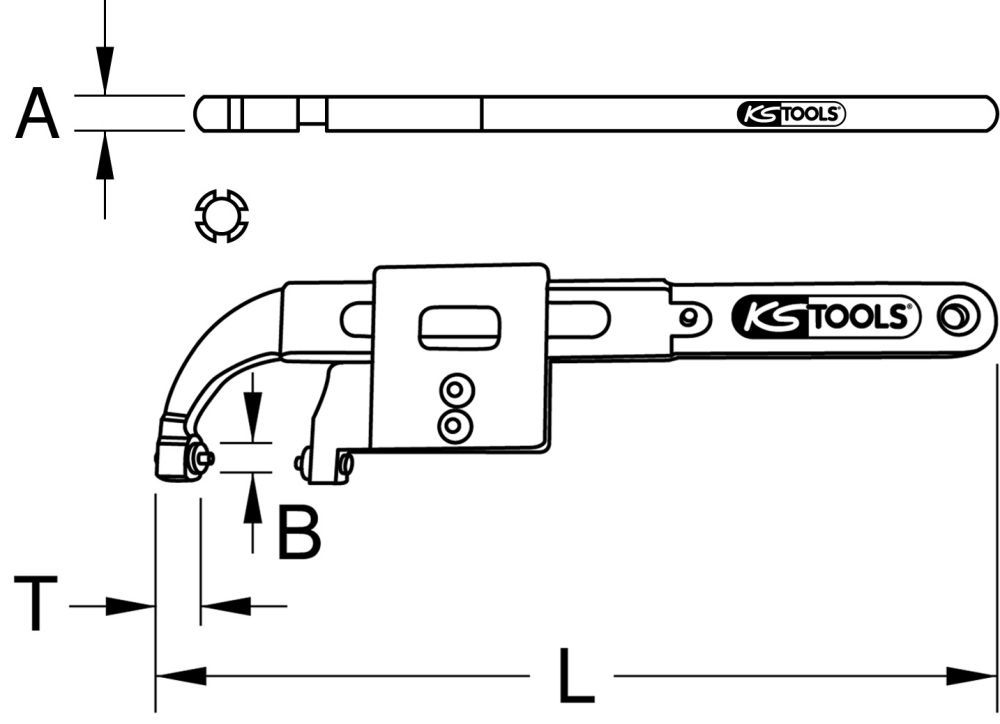 Produktbild KS Tools Gelenk-Hakenschlüssel mit Zapfen, 30-200mm bild 2