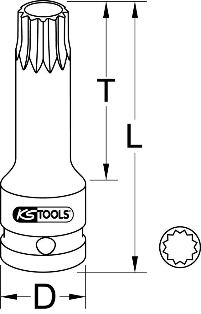 Produktbild KS Tools 1/2" Kraft-Bit-Stecknuss Vielzahn, lang, M14 bild 2
