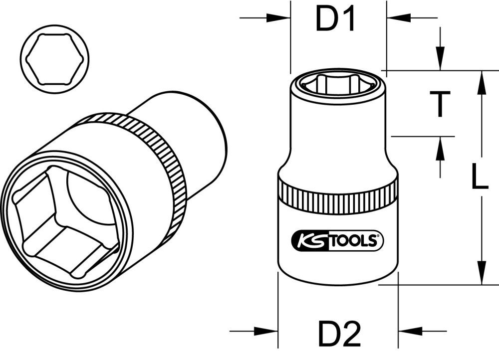 Produktbild KS Tools 3/8" CLASSIC Sechskant Stecknuss 24mm bild 2