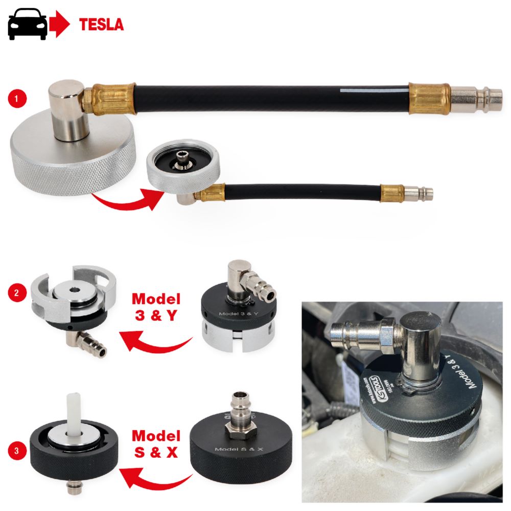 Produktbild KS Tools Adapter Satz zur Bremsentlüftung für Tesla 3 teilig bild 2