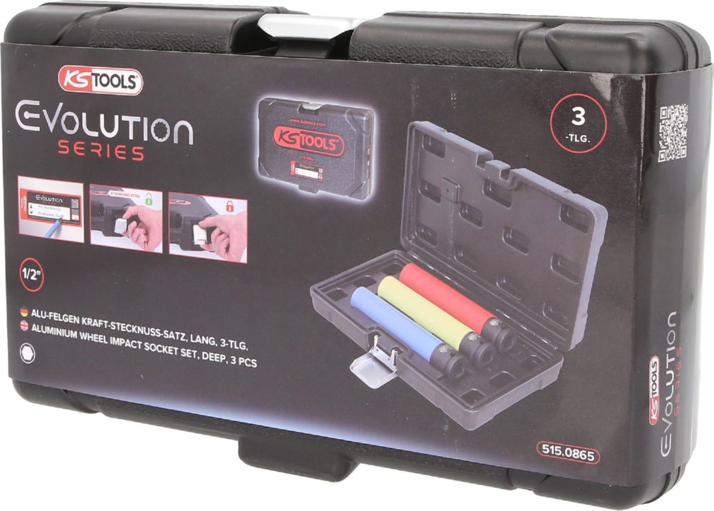Produktbild KS Tools Alu Felgen Kraft Stecknuss Satz extra lang 3 Teile 1/2 Zoll 17 19 21 mm bild 6