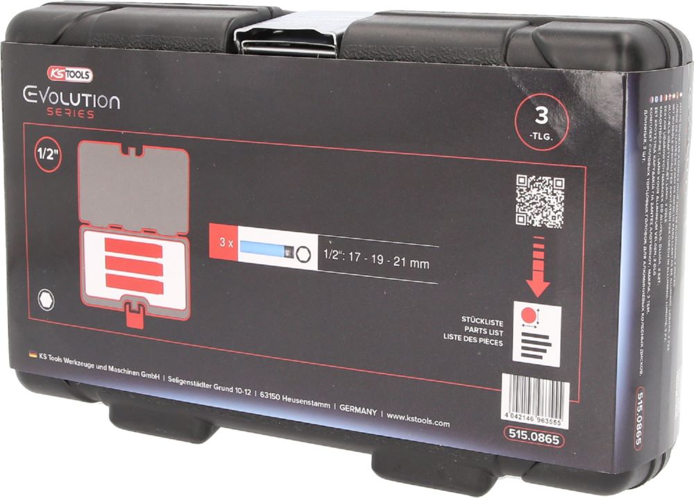 Produktbild KS Tools Alu Felgen Kraft Stecknuss Satz extra lang 3 Teile 1/2 Zoll 17 19 21 mm bild 7