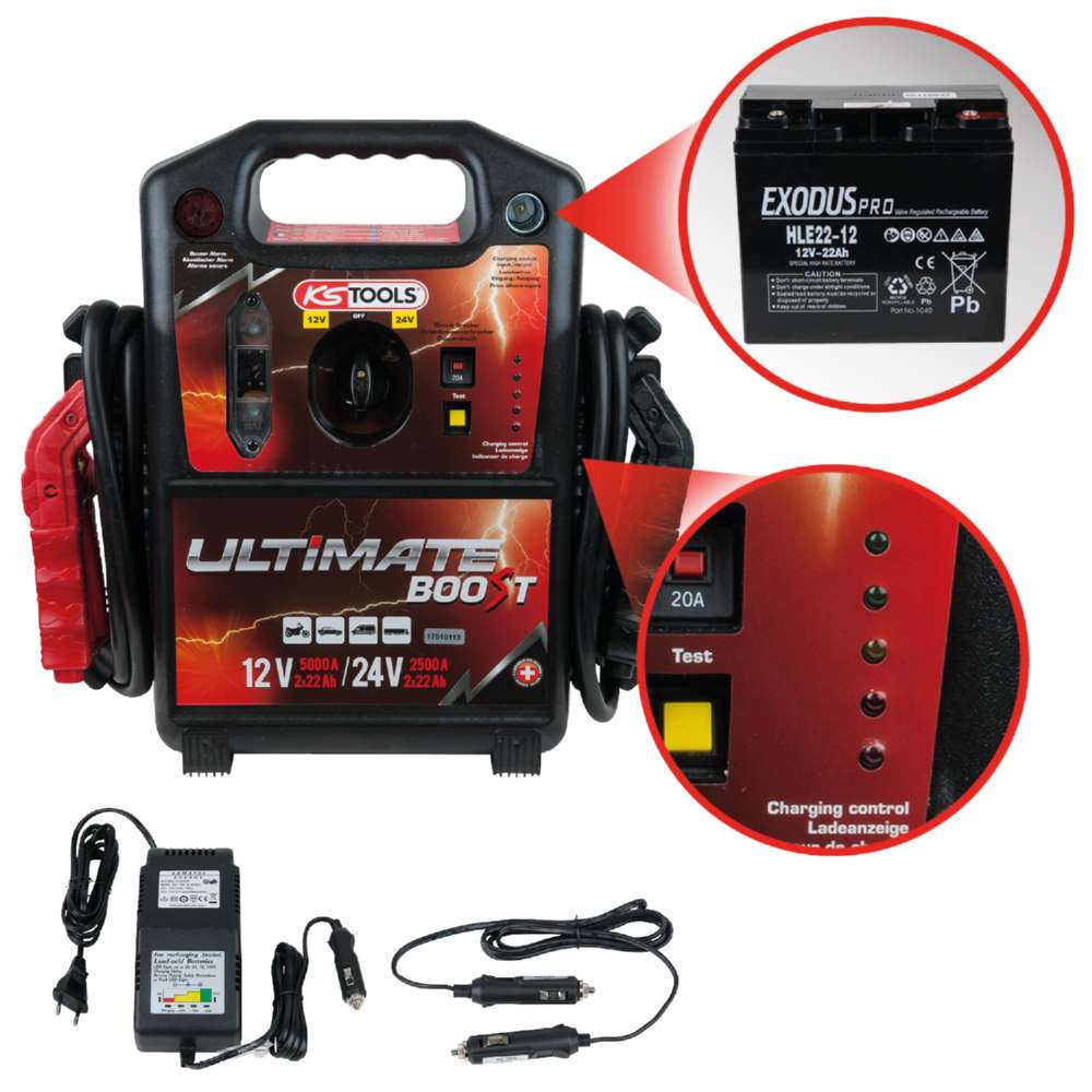 Produktbild KS Tools Starthilfegerät mobil 1700A Batterie Booster 12 Volt und 24 Volt bild 7