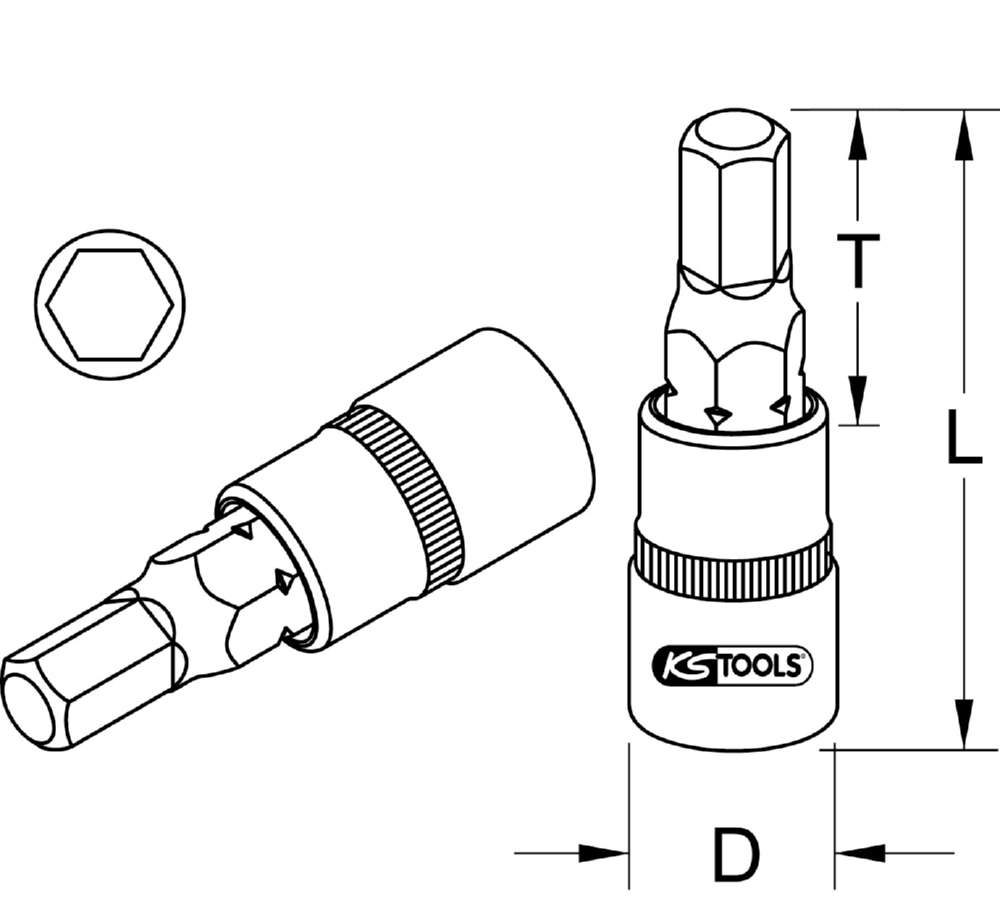 Produktbild KS Tools 1/4 Zoll Bit-Stecknuss Innensechskant 8 mm bild 2