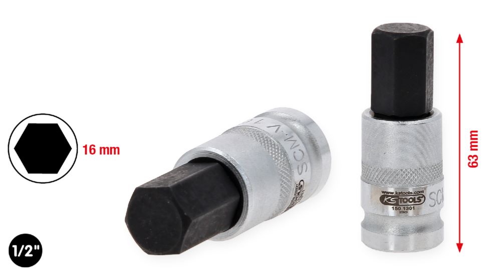 Produktbild KS Tools Bit Stecknuss 1/2 Zoll Innensechskant HV Batteriebefestigungen VAG 16 mm bild 2