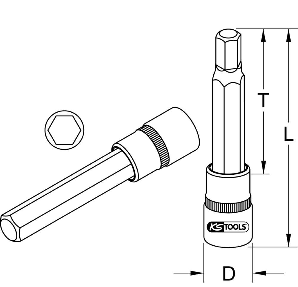 Produktbild KS Tools 3/4 Zoll Bit-Stecknuss Innensechskant lang 17 mm bild 2