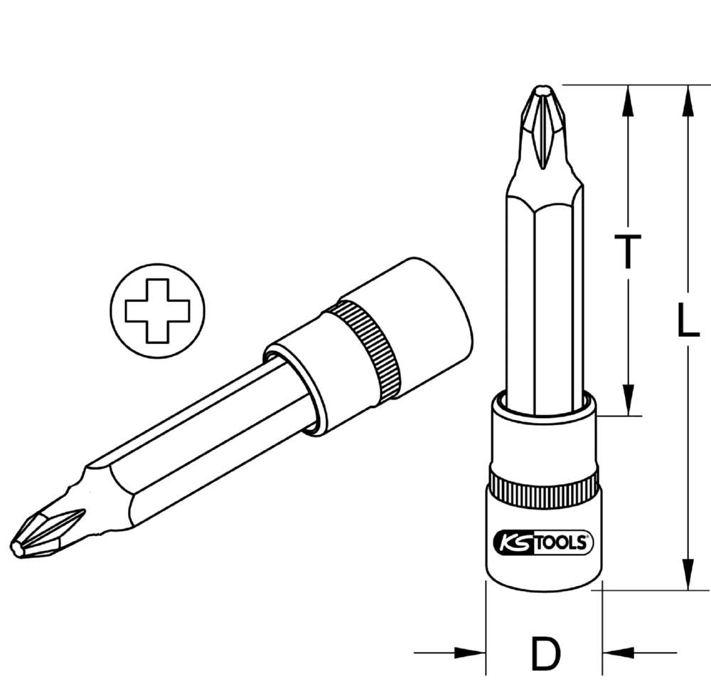 Produktbild KS Tools 1/2 Zoll Bit-Stecknuss lang PH3 bild 3