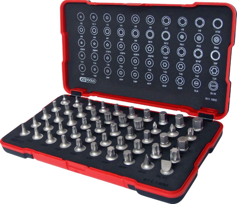 Produktbild KS Tools Bit-Stecknuss-Satz extra kurz 50 Teile 1/4 Zoll bild 2