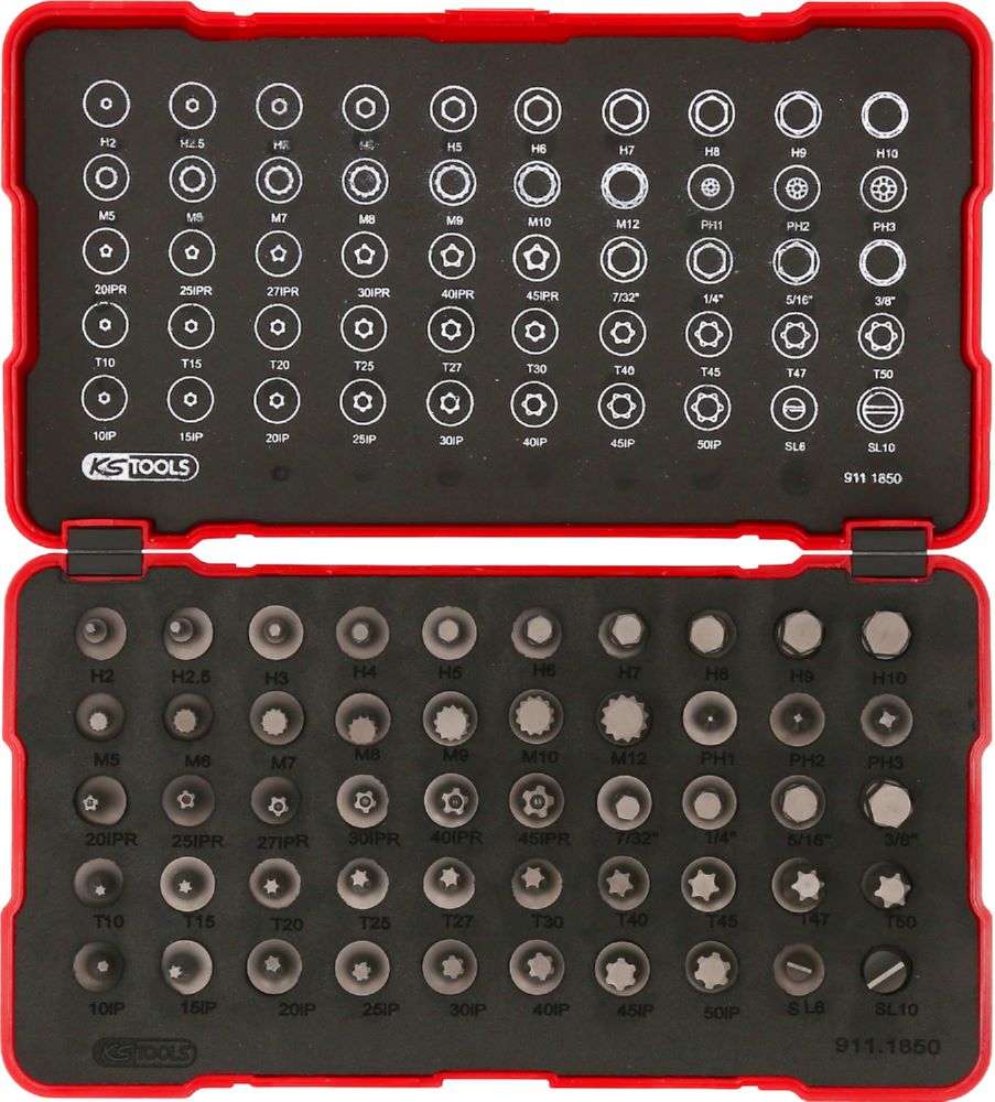 Produktbild KS Tools Bit-Stecknuss-Satz extra kurz 50 Teile 1/4 Zoll bild 3