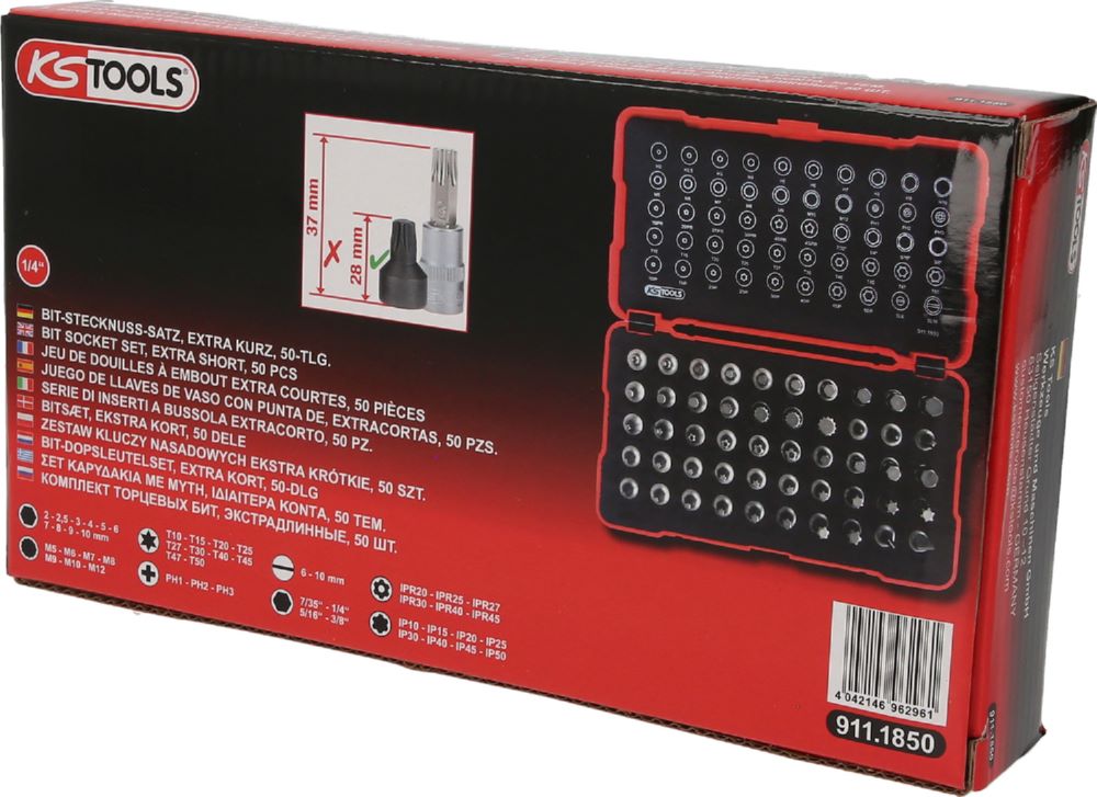 Produktbild KS Tools Bit-Stecknuss-Satz extra kurz 50 Teile 1/4 Zoll bild 6