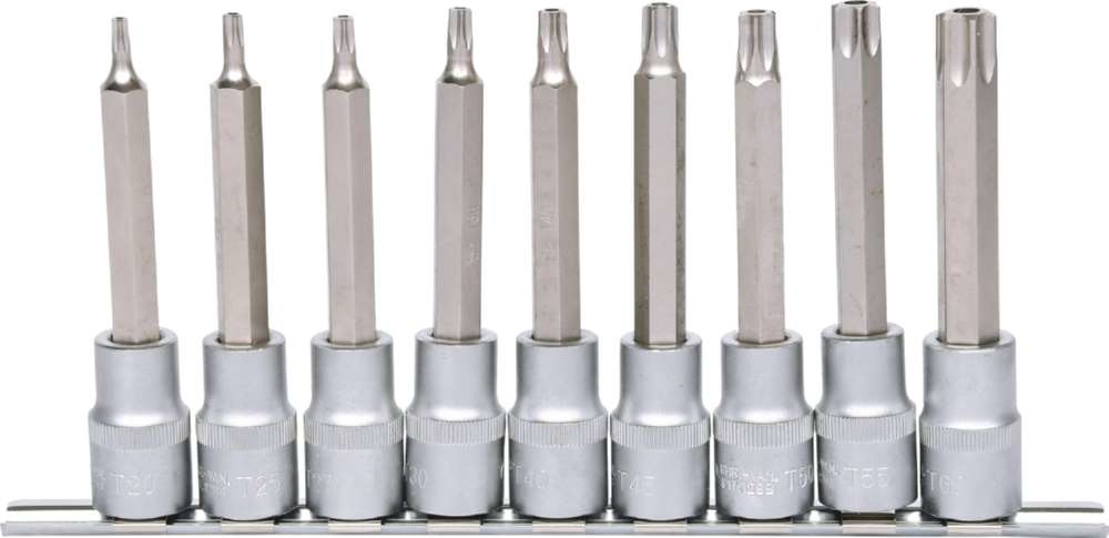 Produktbild KS Tools 1/2 Zoll Bit-Stecknuss-Satz lang 9 Teile TB20-TB60 mit Stirnlochbohrung bild 3