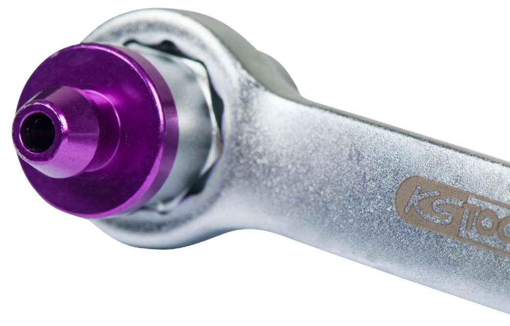 Produktbild KS Tools Bremsen Entlüftungsschlüssel extra kurz Schlüsselweite 9 mm in lila bild 3