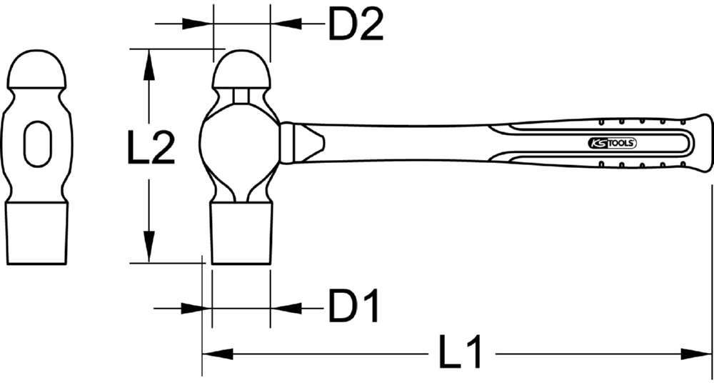 Produktbild KS Tools BRONZEplus Schlosserhammer englische Form 950 Gramm bild 2