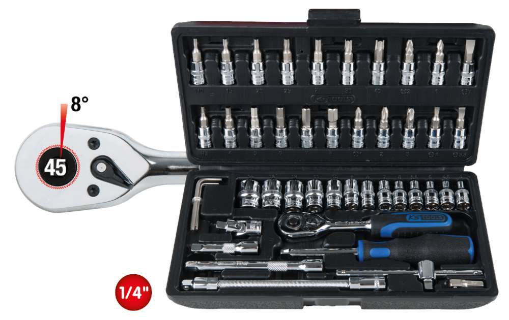 Produktbild KS Tools 1/4 Zoll CHROME+ Steckschlüssel-Satz 48 Teile bild 2