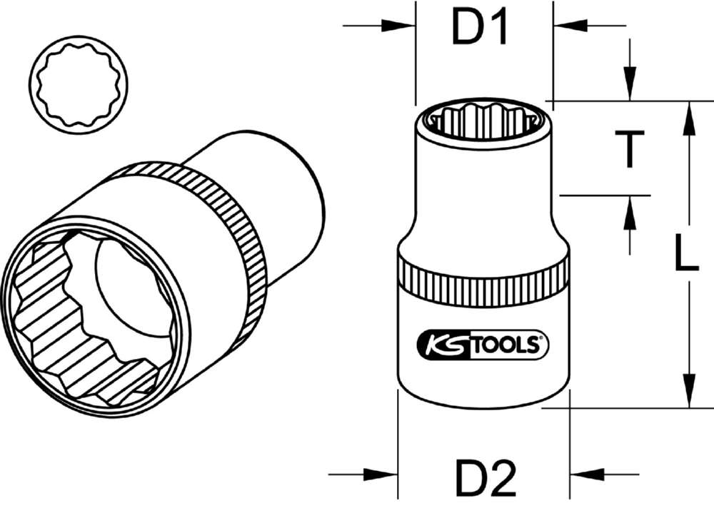 Produktbild KS Tools 1/2 Zoll CHROMEplus 12-kant-Stecknuss 27 mm bild 2