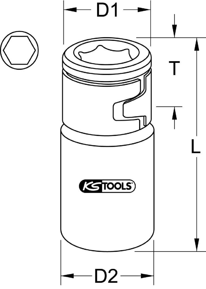 Produktbild KS Tools 1/4 Zoll CHROMEplus Bit-Adapter-Stecknuss für Bits 1/4 Zoll mit Spannring bild 9