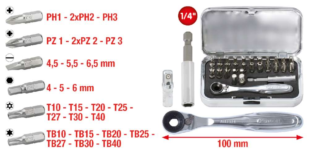 Produktbild KS Tools 1/4 Zoll CHROMEplus Bit Satz 31 teilig bild 7