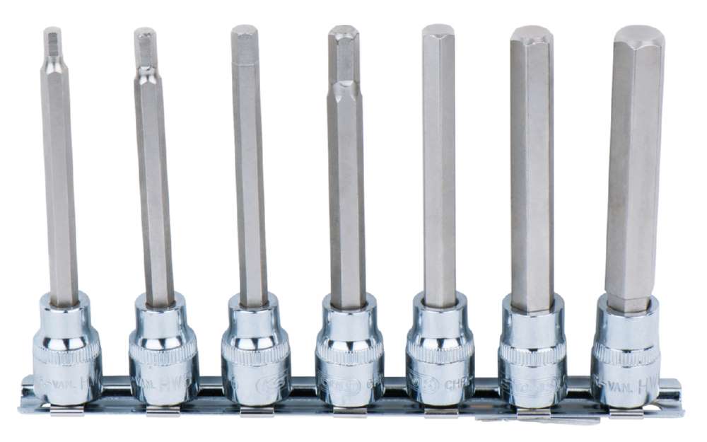 Produktbild KS Tools 3/8 Zoll CHROMEplus Bit-Stecknuss-Satz Innensechskant 7 Teile 4 - 12 mm lang