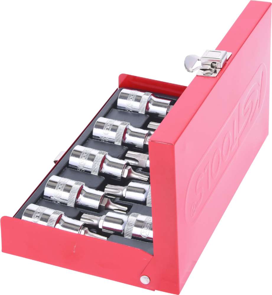 Produktbild KS Tools 1/2 Zoll CHROMEplus Bit-Stecknuss-Satz Torx Bohrung 9 Teile TB20 - TB60 bild 2