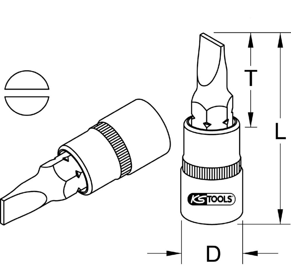 Produktbild KS Tools 1/4 Zoll CHROMEplus Bit-Stecknuss Klingenbreite Schlitz 5,5 mm bild 2