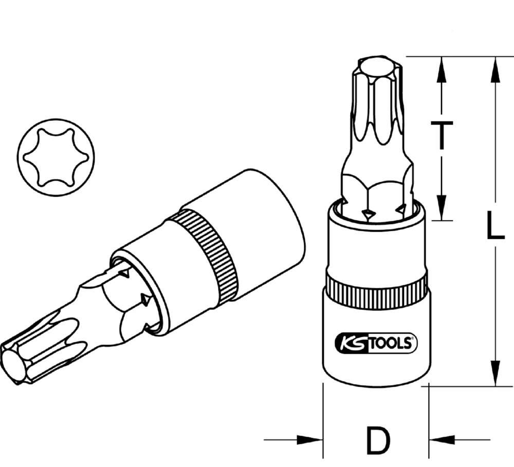 Produktbild KS Tools 1/2 Zoll CHROMEplus Bit-Stecknuss Torx Profilgrösse T25 bild 2