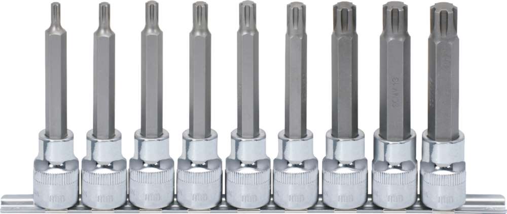 Produktbild KS Tools 1/2 Zoll CHROMEplus RIBE-Bit-Stecknuss-Satz lang 9 Teile M5 - M14