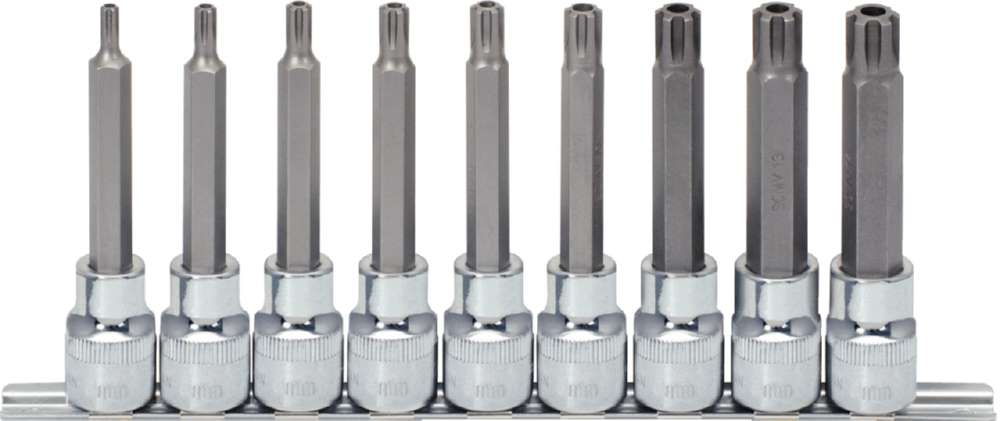 Produktbild KS Tools 1/2 Zoll CHROMEplus RIBE-Bit-Stecknuss-Satz lang 9 Teile M5-M14