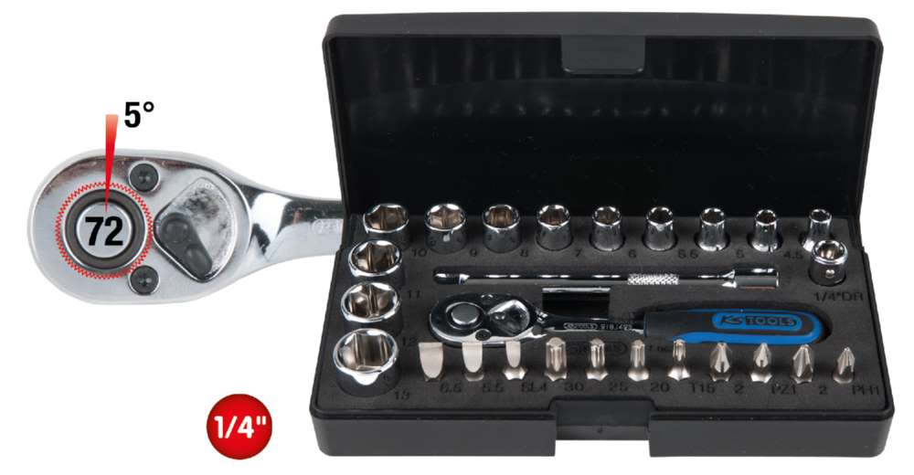 Produktbild KS Tools 1/4 Zoll CHROMEplus Steckschlüssel-Satz 26 Teile bild 4