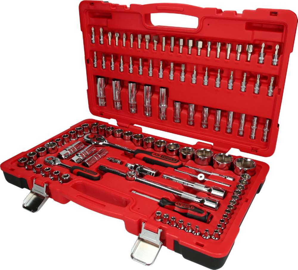Produktbild KS Tools 1/4 Zoll + 1/2 Zoll CHROMEplus Steckschlüssel-Satz 110 Teile