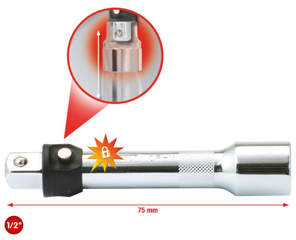 Produktbild KS Tools 1/2 Zoll CHROMEplus Verlängerung mit Verriegelung Gesamtlänge 75 mm bild 3