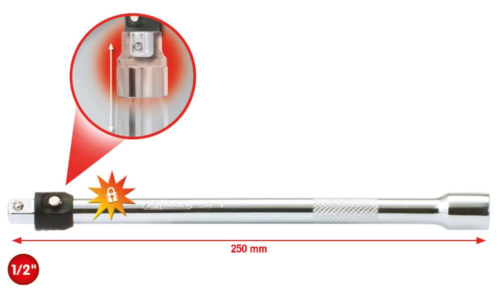 Produktbild KS Tools 1/2 Zoll CHROMEplus Verlängerung mit Verriegelung Gesamtlänge 250 mm bild 3