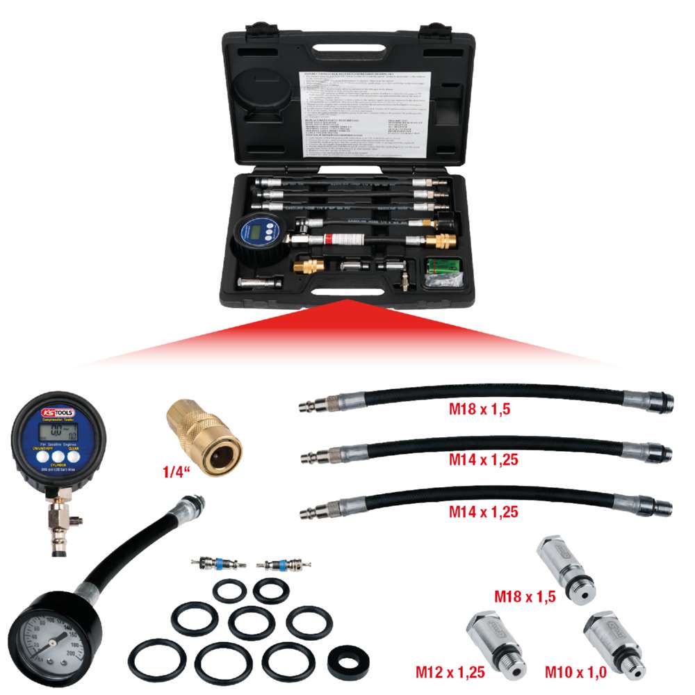 Produktbild KS Tools Digitales Kompressions Druckprüfgerät 10 Teile bild 6