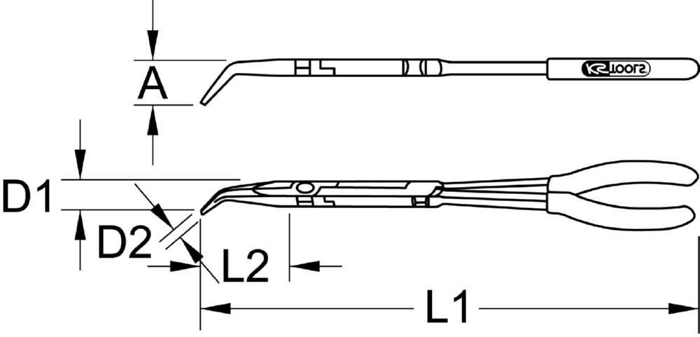 Produktbild KS Tools Doppelgelenk Flachrundzange XL gebogen 45 Grad bild 4